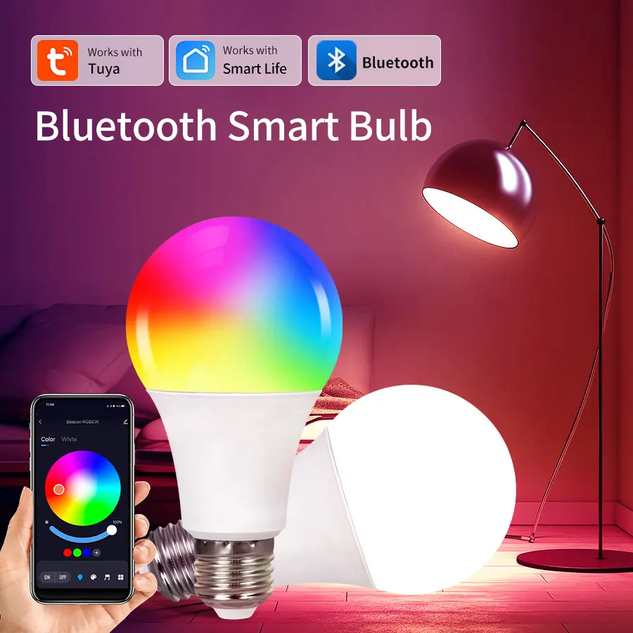 Tuya Smart Bulb, Smart Light Bulbs,With App Control, RGBW LED Color Changing Bulbs, Dimmable Music Sync, A19 9W 110V 220V