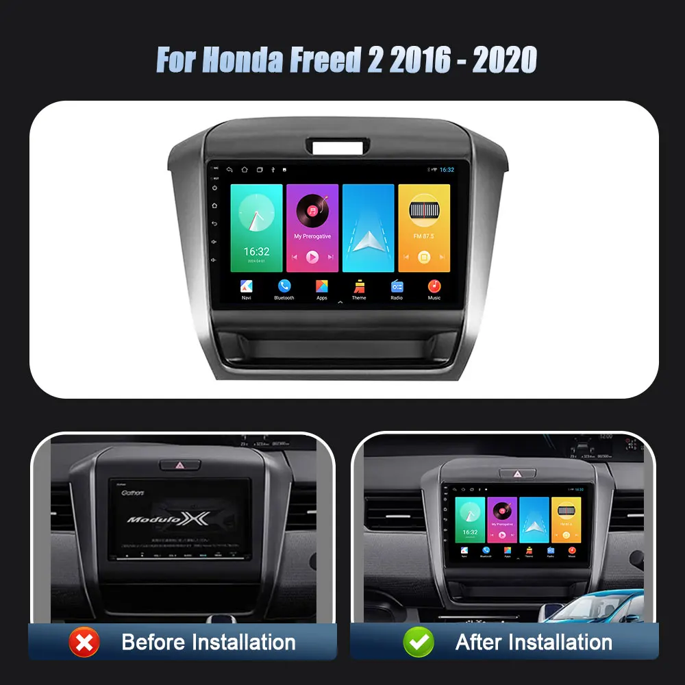 Android 14 For Honda Freed 2 2016-2020 2DIN Wireless Carplay Stereo Screen Car Radio Multimedia Navigation Player Head Unit