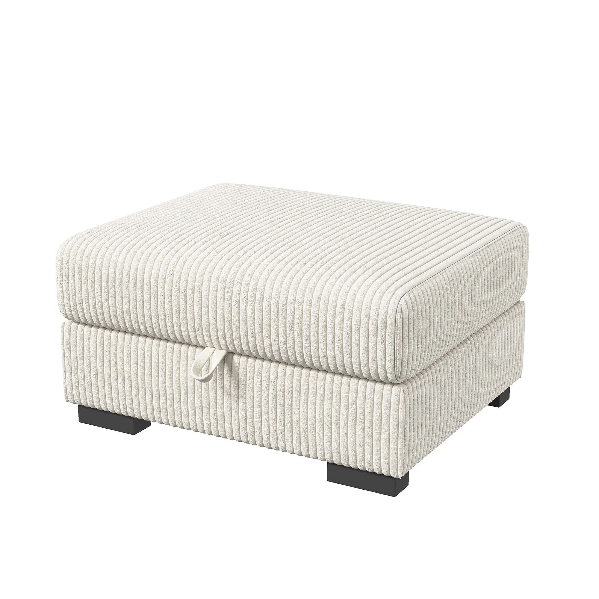 Sitzhocker mit Stauraum, 87 x 44 x 69 cm, Fußhocker aus Cord mit gepolstertem Deckel, Faltbare Hocker, Sitztruhe bis 200 kg belastbar, Aufbewahrungsbox für Wohnzimmer, Schlafzimmer & Flur, Beige