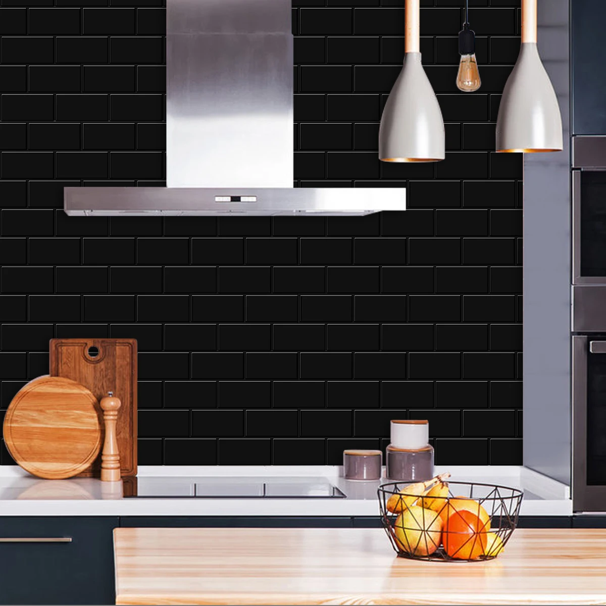 10 Sheets Big Tiles Peel and Stick Wall Stickers Brick Vinyl Wallpaper Waterproof Kitchen Bathroom Backsplash Home Decor