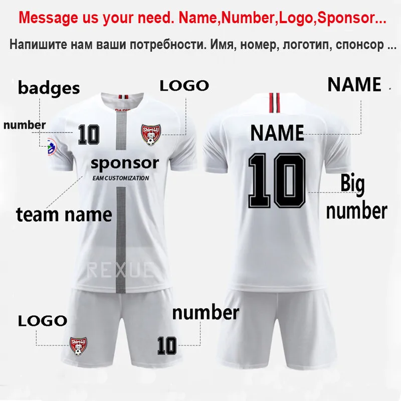 Custom Children Football Uniform Kit Quick Dry Men Club Team Match Training Soccer Jersey Sets 2 Piece Summer Sportswear Outfit