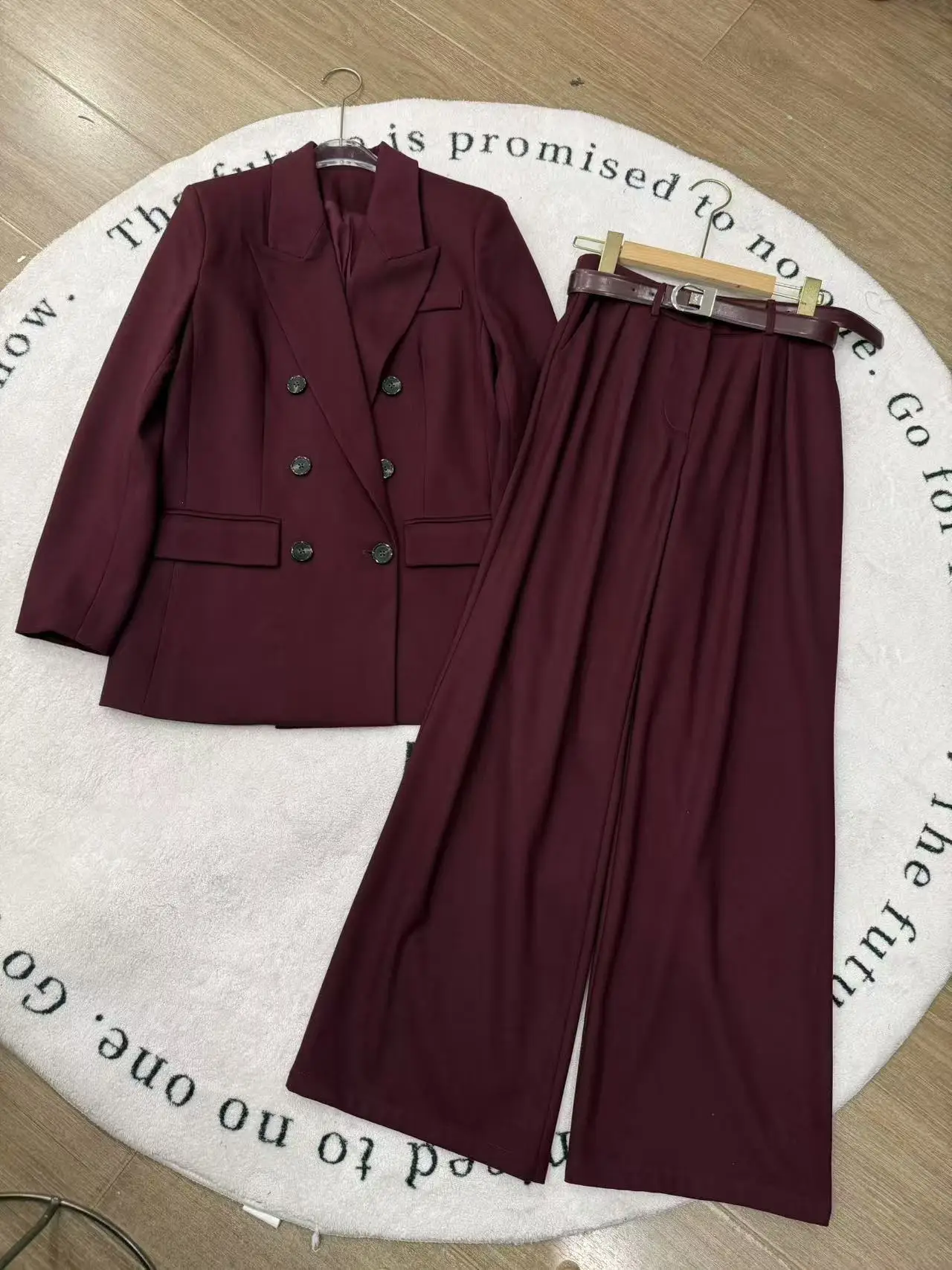 Elegant autumn minimal fashionable women's wool pants suit