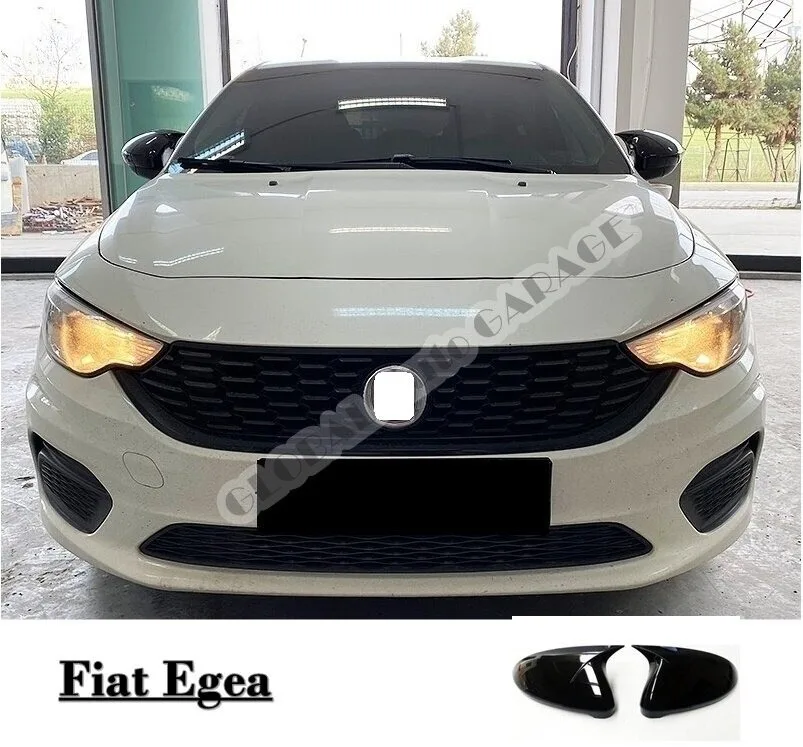 Couvercle de miroir chauve-souris pour FIAT TIPO (EGEA), berline Hatchback 2015 – 2021, noir Piano brillant, 2 pièces, accessoire de style automobile