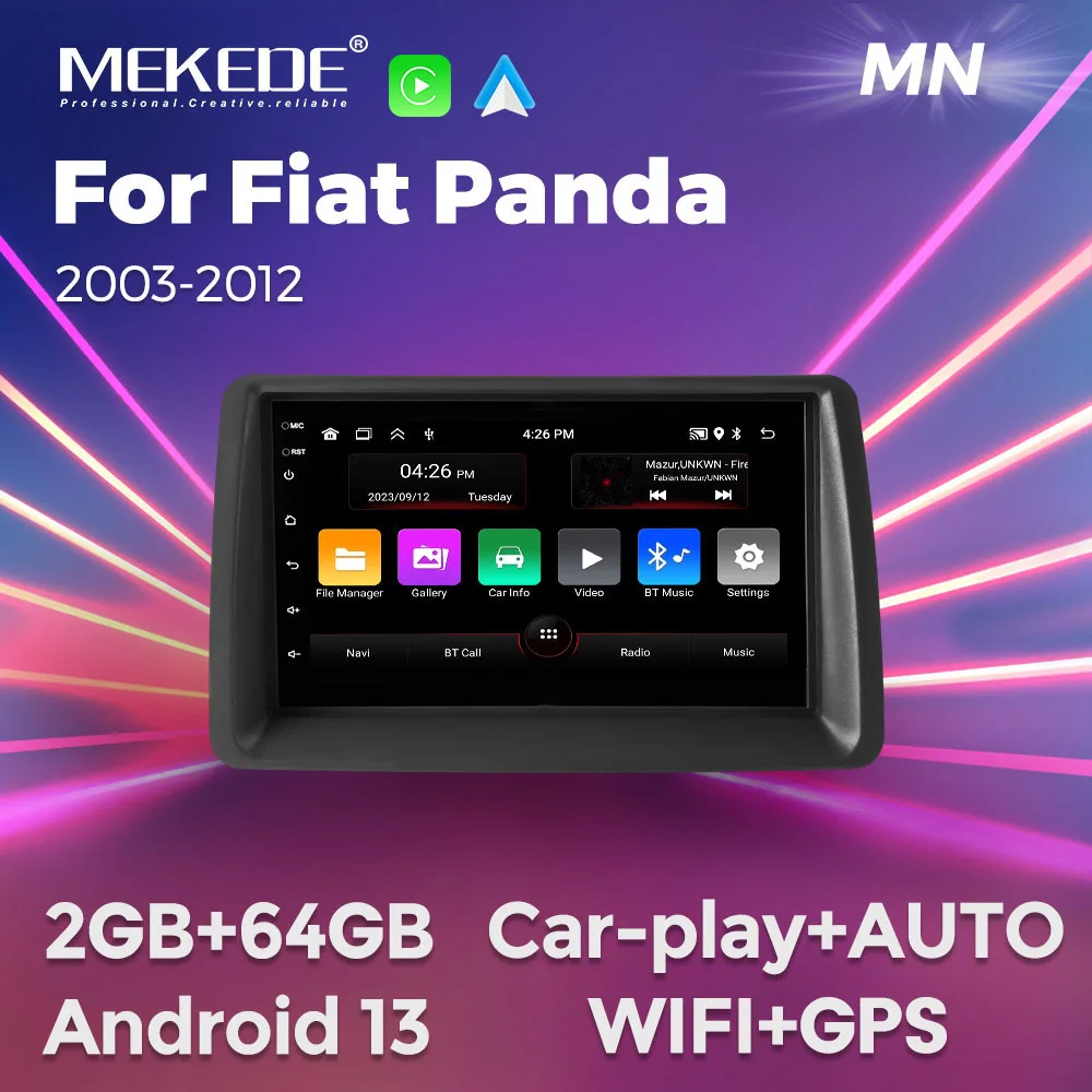 MEKEDE Car Radio GPS Navigation System for FIAT Panda 2003 -2012 Android Auto Video Player Carplay Screen Stereo WIFI Head Unit