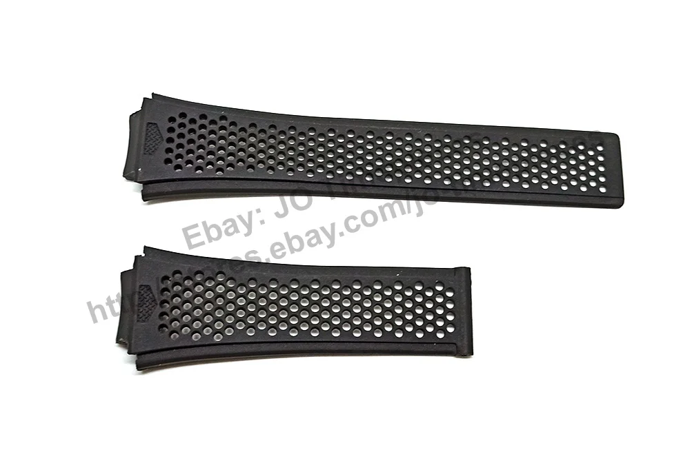 16mmx20mm Black Rubber/Silicone Perforated Replacement Watch Strap Band Comp. for TAG HEUER