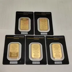 High Quality 5/10pcs Suisse 1oz Gold Bars  Gold Bullion  Replica Brass Seal Packaging Independent Serial Number