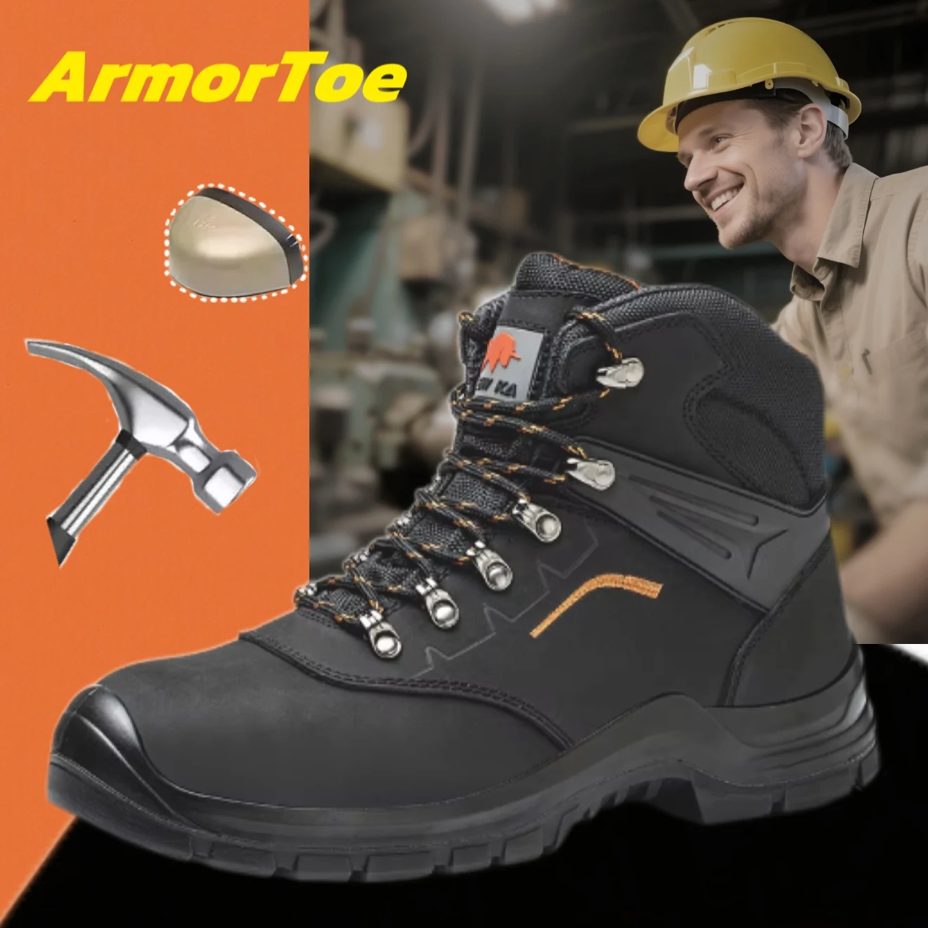 

ArmorToe Steel Toe Anti-smash Anti-stabbing Safety Shoes Wear-resistant Waterproof Non-slip Work Shoes #Armor2503