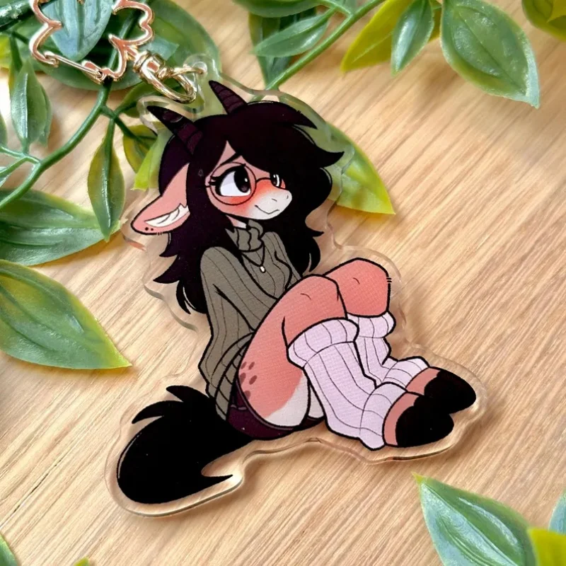 Chaveiro de Acrílico Kiko Furry: Charmoso Pingente de Personagem Peludo para Bolsa, Presente Kawaii de Anime