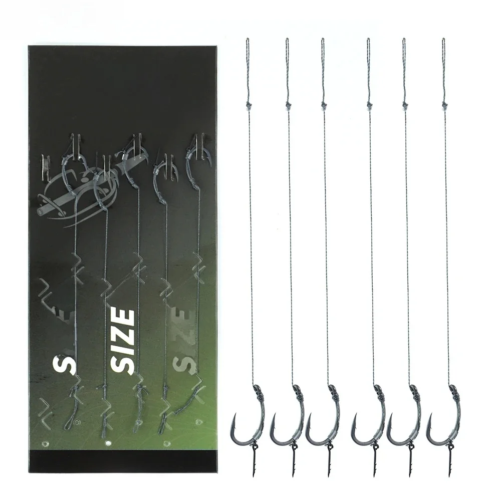 Hirisi 6 Stück Karpfenangeln Fertig Haken Link für Feeder Fishing Terminal Tackle Angelzubehör TS115