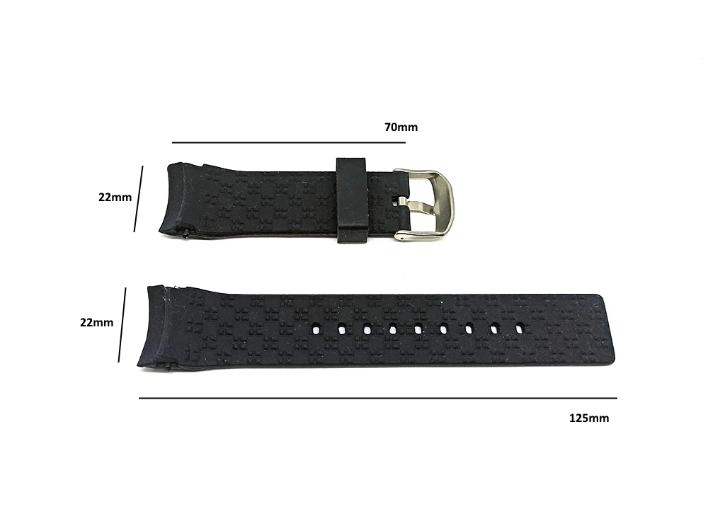 Mido M0264173705100 Ocean Star Captain - Fits with 22mm Black Rubber Silicone Curved End Replacement Watch Band Strap