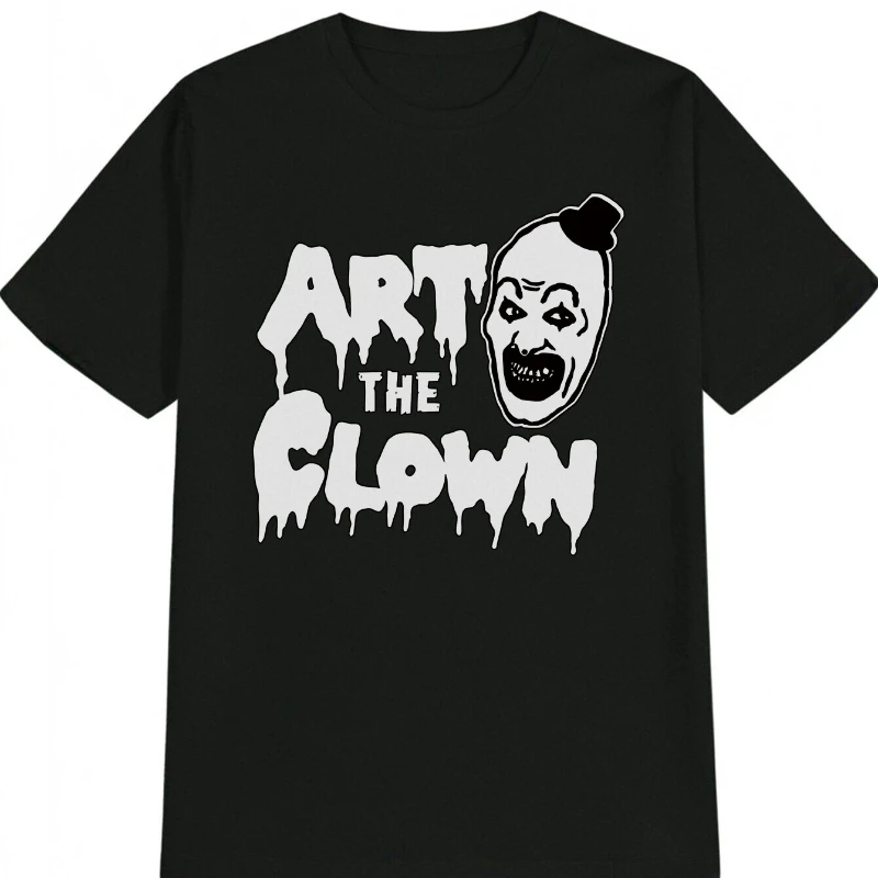 

Men'S Casual Crew Neck T-Shirt with Art the Clown Cartoon Print Stretchy Fabric Everyday Tshirt Playful Graphic Tee Comfortable