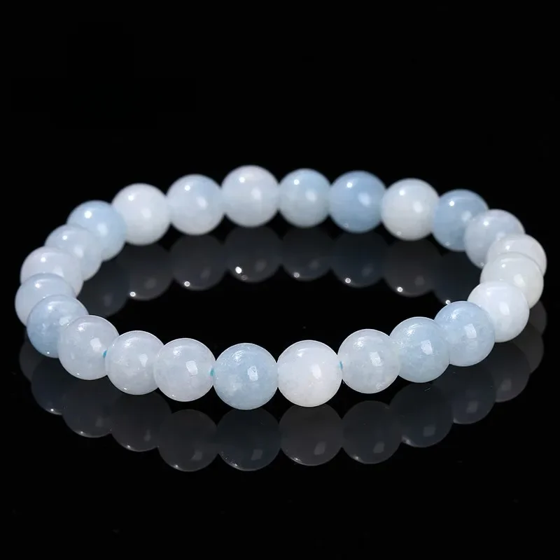 JD-Bracelets à perles rondes en aigue-marine et calcédoine pour femme, bijoux de méditation commandés, breloque de haute qualité, 6mm, 8mm, 10mm