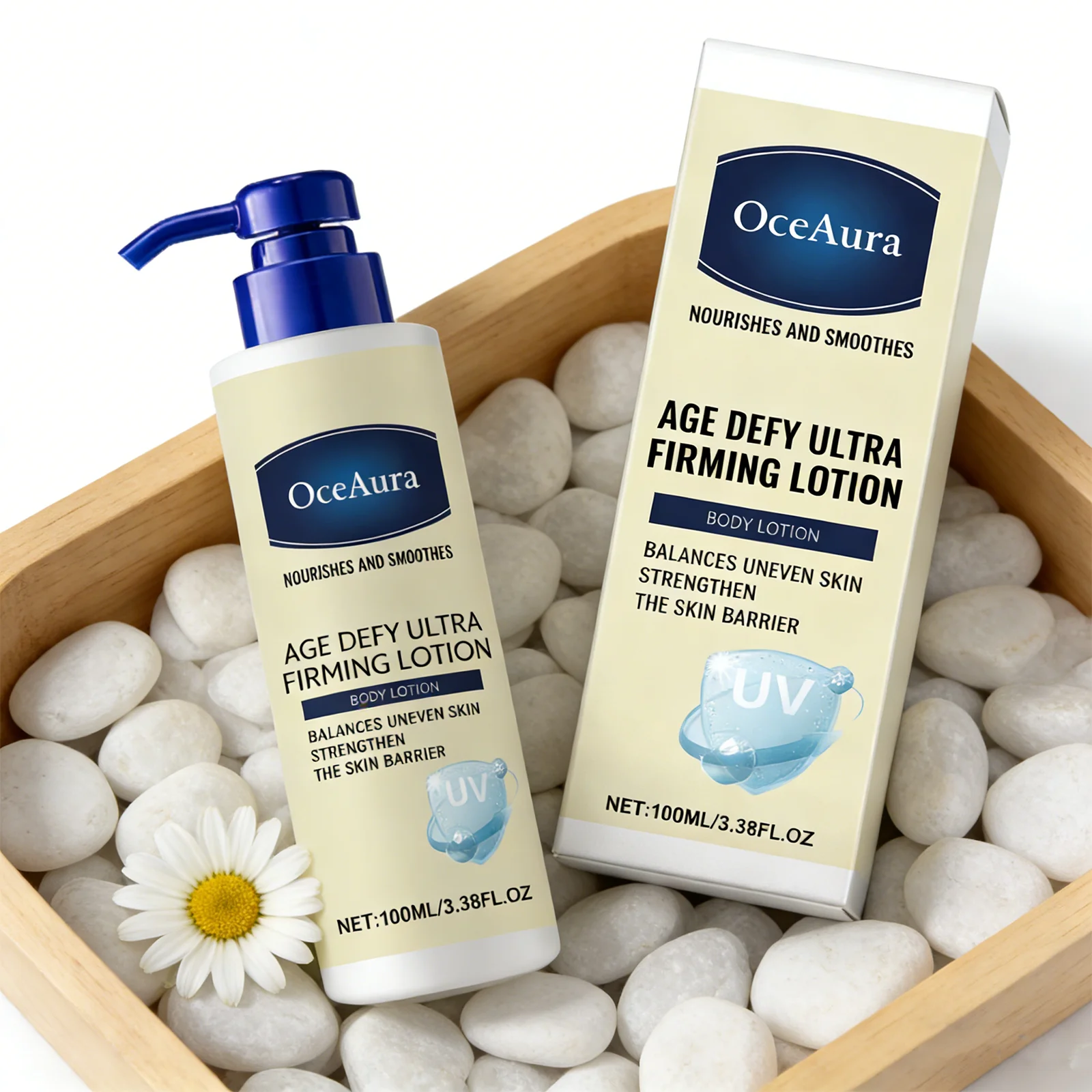 OCEAURA Loción Ultra Reafirmante Age Defy de 100 ml, Mejora Efectivamente la Elasticidad de la Piel, Aclara las Manchas de la Edad y las Manchas Oscuras, Hidratante