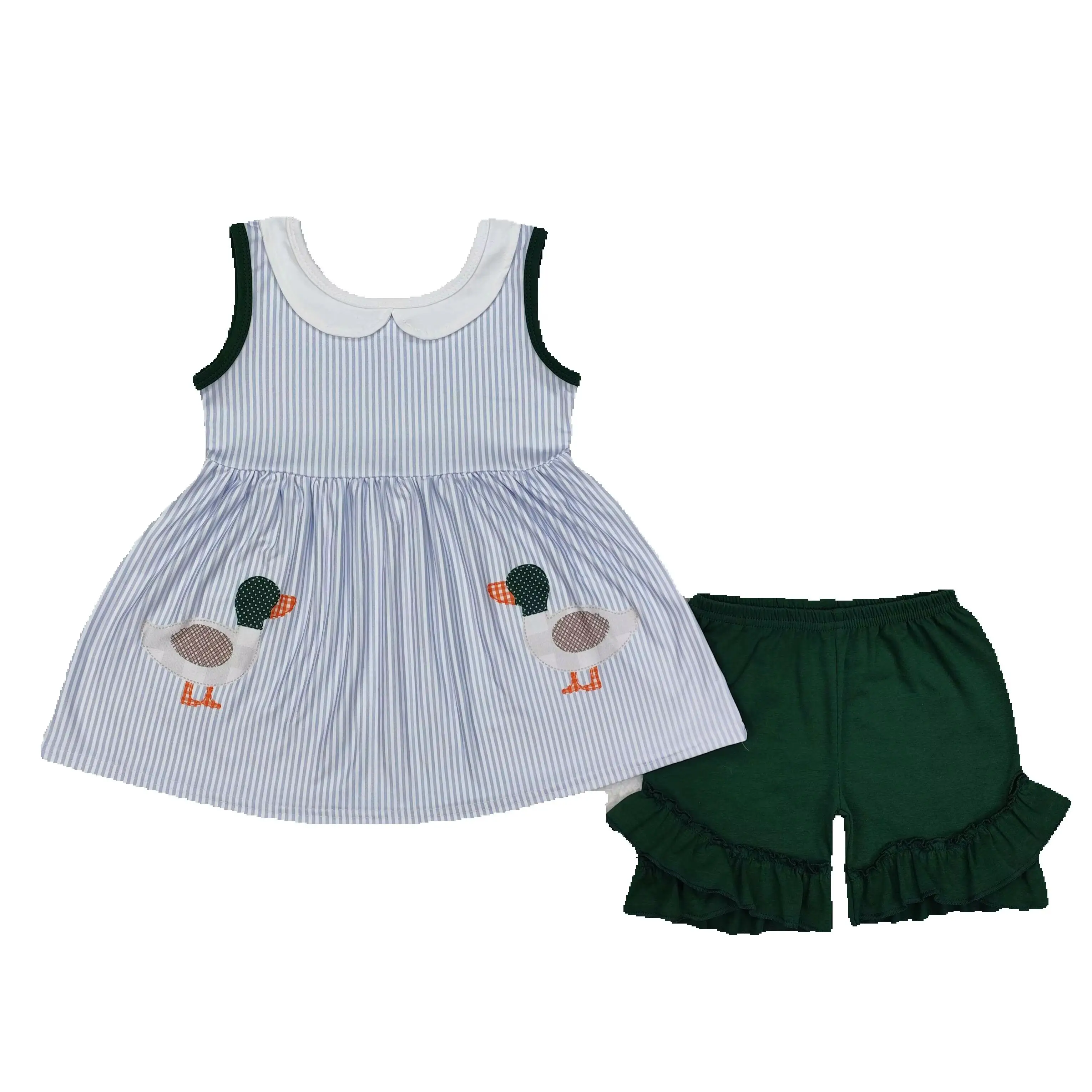 3.05 Kids Summer Clothes Short Sleeve Duck Print Top With Shorts Set Baby Girls Boutique Outfits