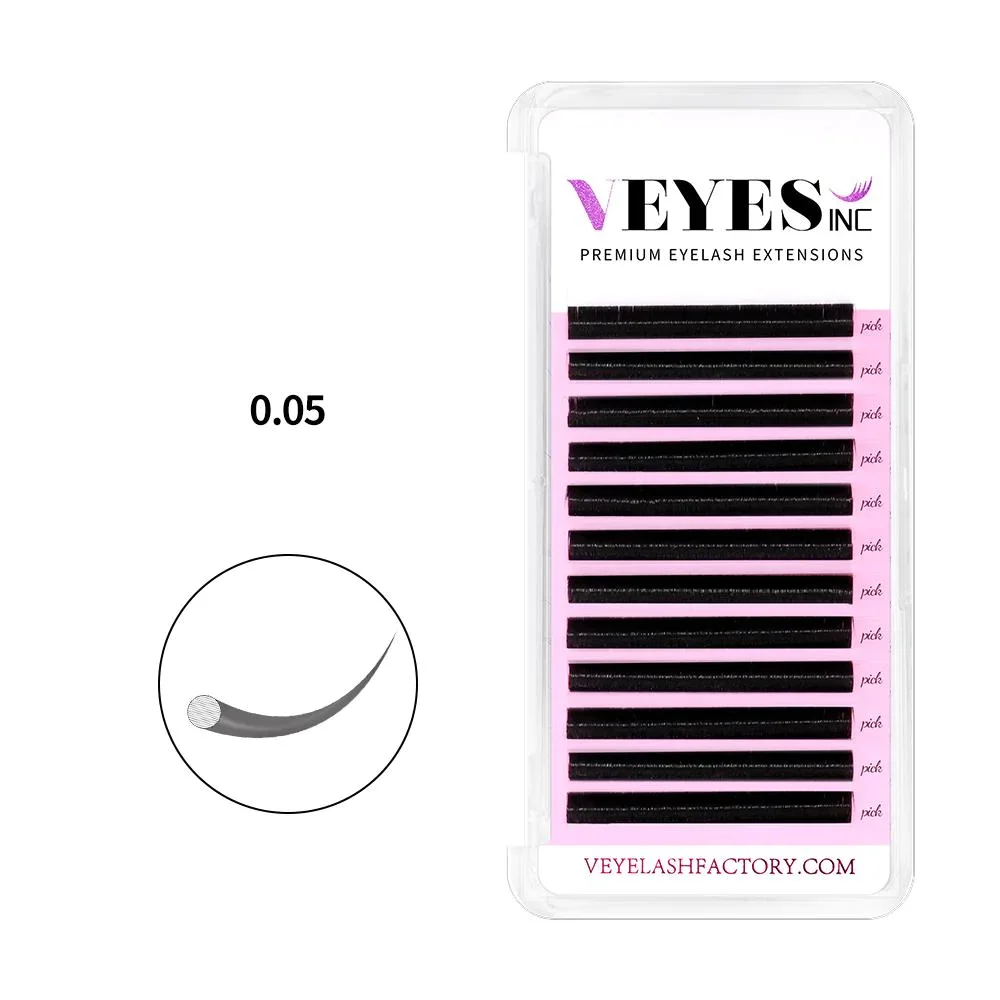 Veyes Inc Individual Eyelash Extensions Faux Mink Lashes 0.05mm Veyelash Professionals Classic Soft Natural Lash Bulk Wholesale