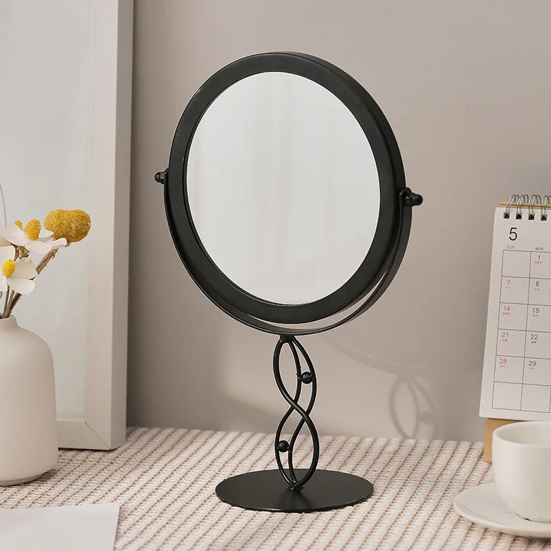 Luz de luxo casa pé espelho rotativo estudante dormitório espelho maquiagem quarto desktop vestir espelho beleza