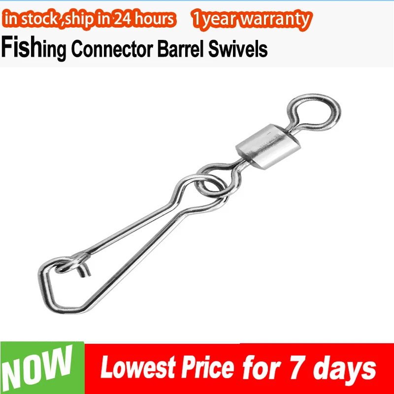 50PCS Fishing Rolling Swivels Connector Barrel Snap Fishhook Swivels Tackle for Lure Hooks Pesca Fishing Accessories