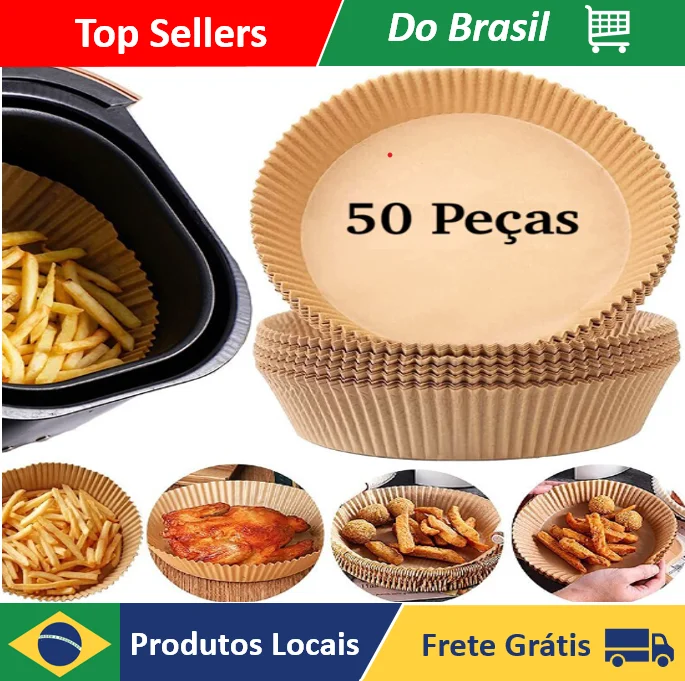 50 Units Non-stick Air Fryer Disposable Paper Round Mat For Baking