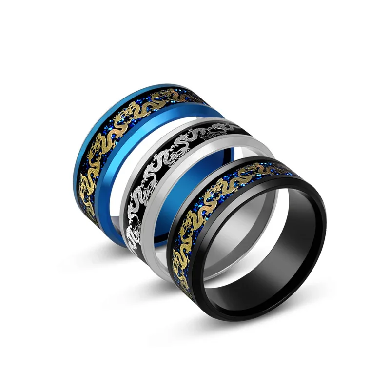 Punk Domineering Dragon Knuckle Black Ring Stainless Steel Men Birthday Party Favors Gift Cool Boys Rings Jewelry Anillo Hombre - view 5