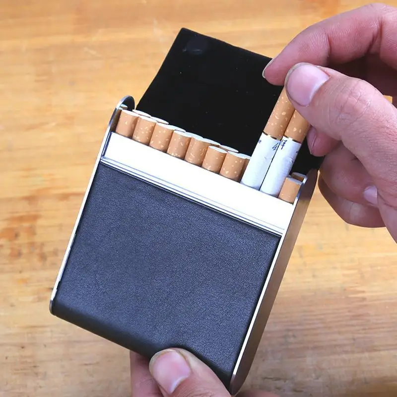 Leather 20pcs Cigarette Container Case Cigarette Box Tobacco Holder Mini Storage Box Smoking Accessories Men Gift