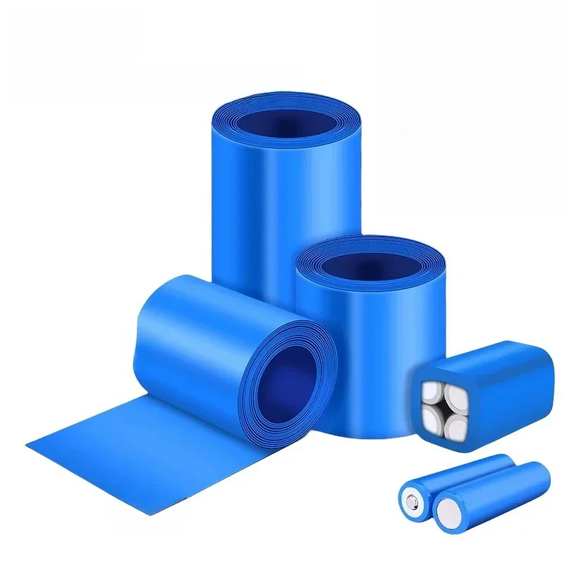 Tube thermorétractable en PVC pour batterie Lipo, film isolé, boîtier rond-lithium, manchon de câble, bleu, largeur 23mm ~ 18650mm, 1m, 300
