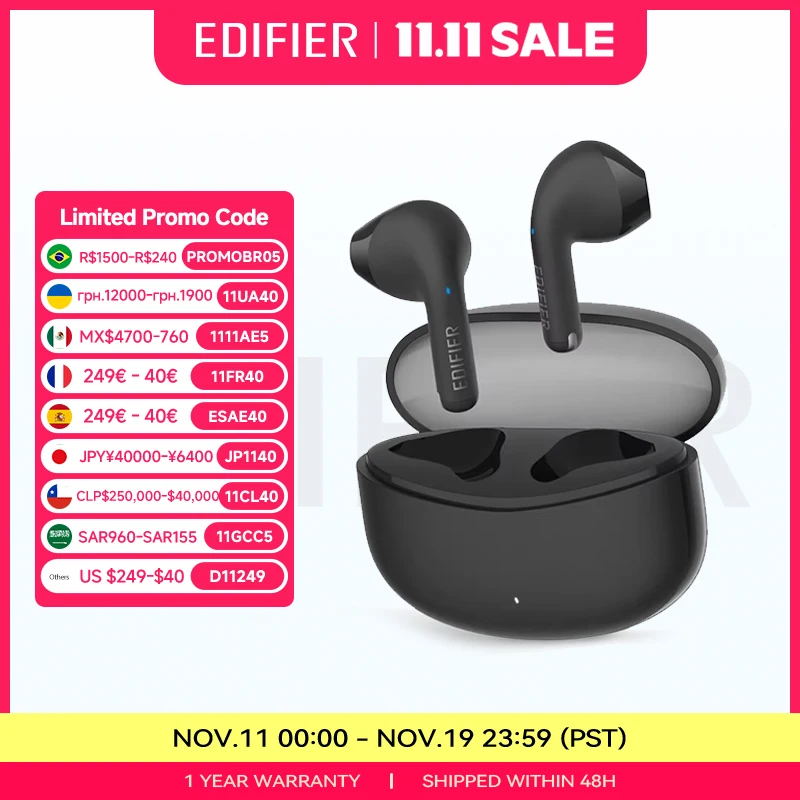 Edifier X2s TWS Bluetooth couteurs vritable sans fil couteur Bluetooth 5.3 13mm pilote fort basse conception lgre 26 heures de lecture