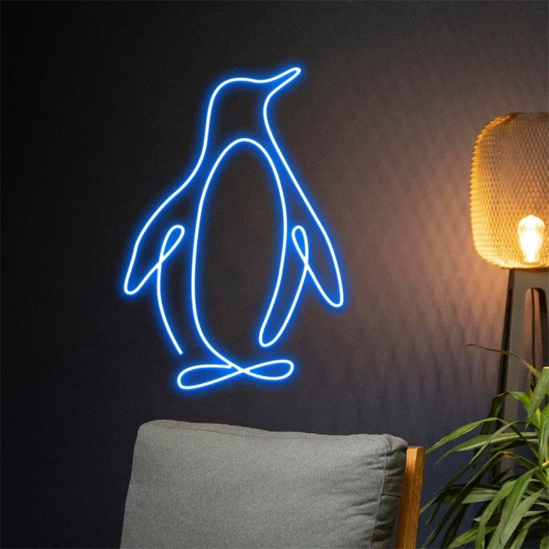 Pinguim Neon Sign LED Light, Decoração da parede, Berçário, Presente para criança, Crianças