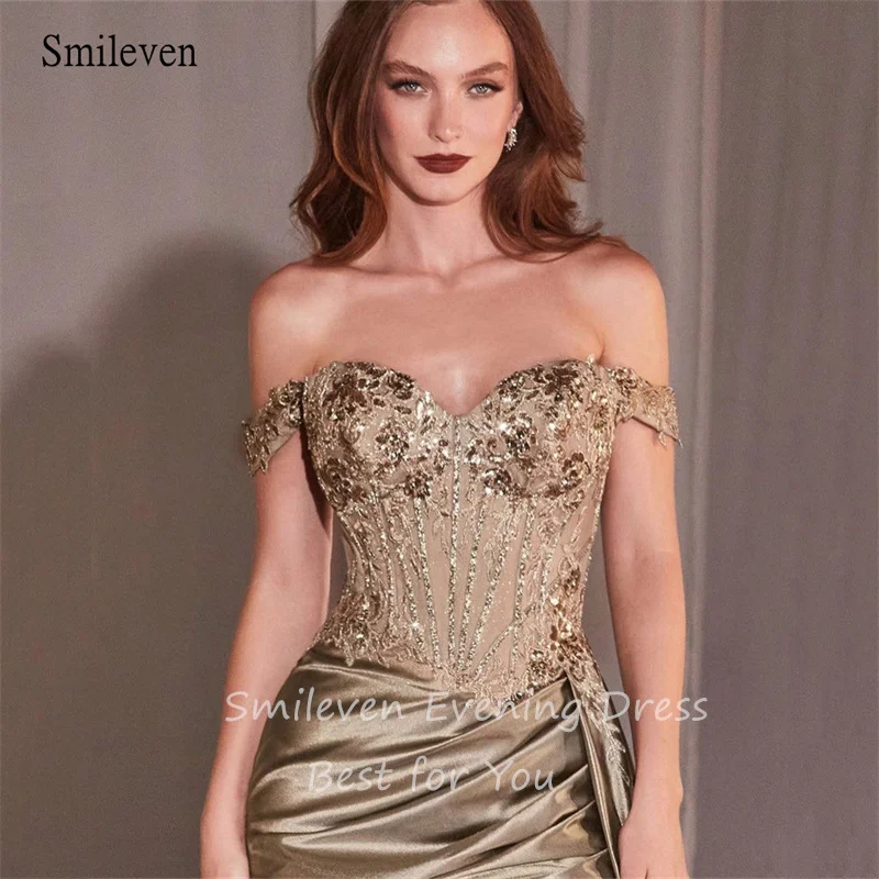 Smileven-vestido de noche elegante con hombros descubiertos para mujer, traje de graduación con escote Corazón, largo hasta el suelo, personalizado,