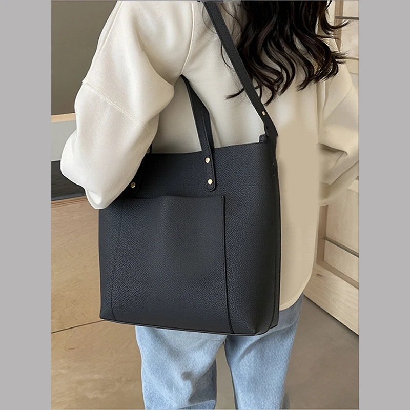 

Gorfia модная черная большая сумка из искусственной кожи женская большая передняя карман с регулируемым плечевым ремнем подходит для работы, покупок, путешествий