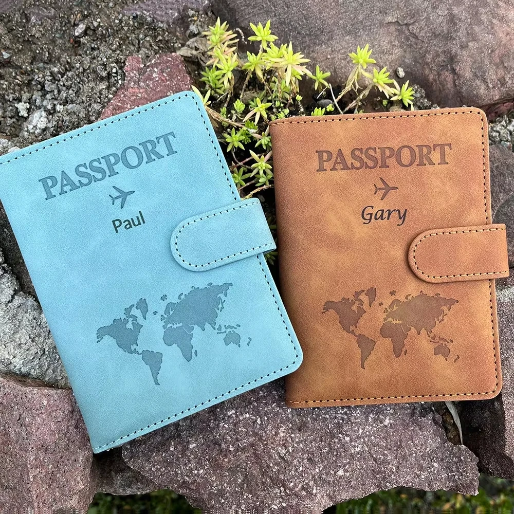 

Custom Customized Passport Cover with Name for Couple ID Bank Card PU Leather Passport Case Travel Accessories