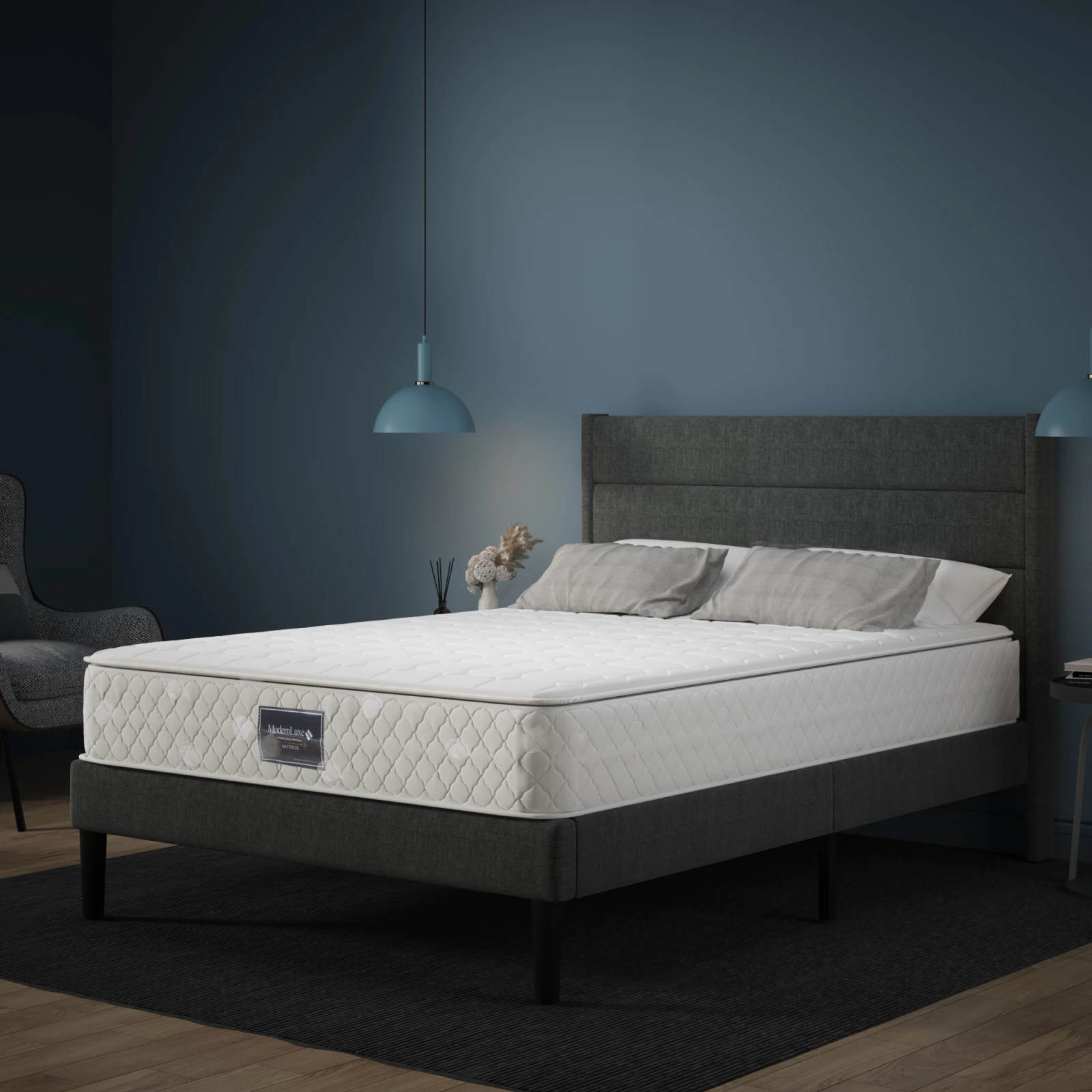 Comanlai 140 x 200 cm Springmatras, Enkelmatras, Stille Matras met Ademend Materiaal, 25 cm Hoogte, Wit - afbeelding 1