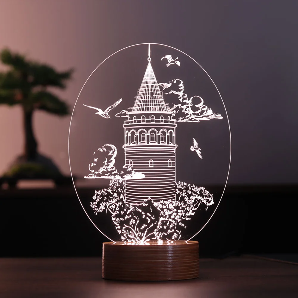 

Galata Tower Figurine Decorative Gift LED Table Lamp - Istanbul Souvenir