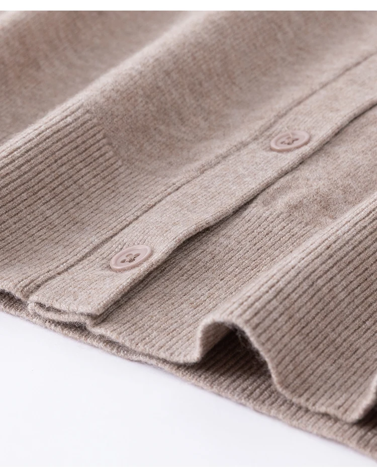 MZ62030 Damen-Strickjacke aus Kaschmir-Modal-Mischung, Langarm, Rundhalsausschnitt, Knopfverschluss, mit abnehmbarem, drapiertem Schultertuch – Detail 18