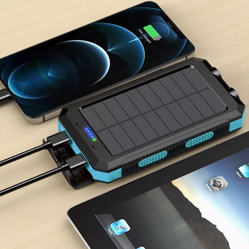 10000mAh Solar Power Bank Waterproof Dual USB Charger