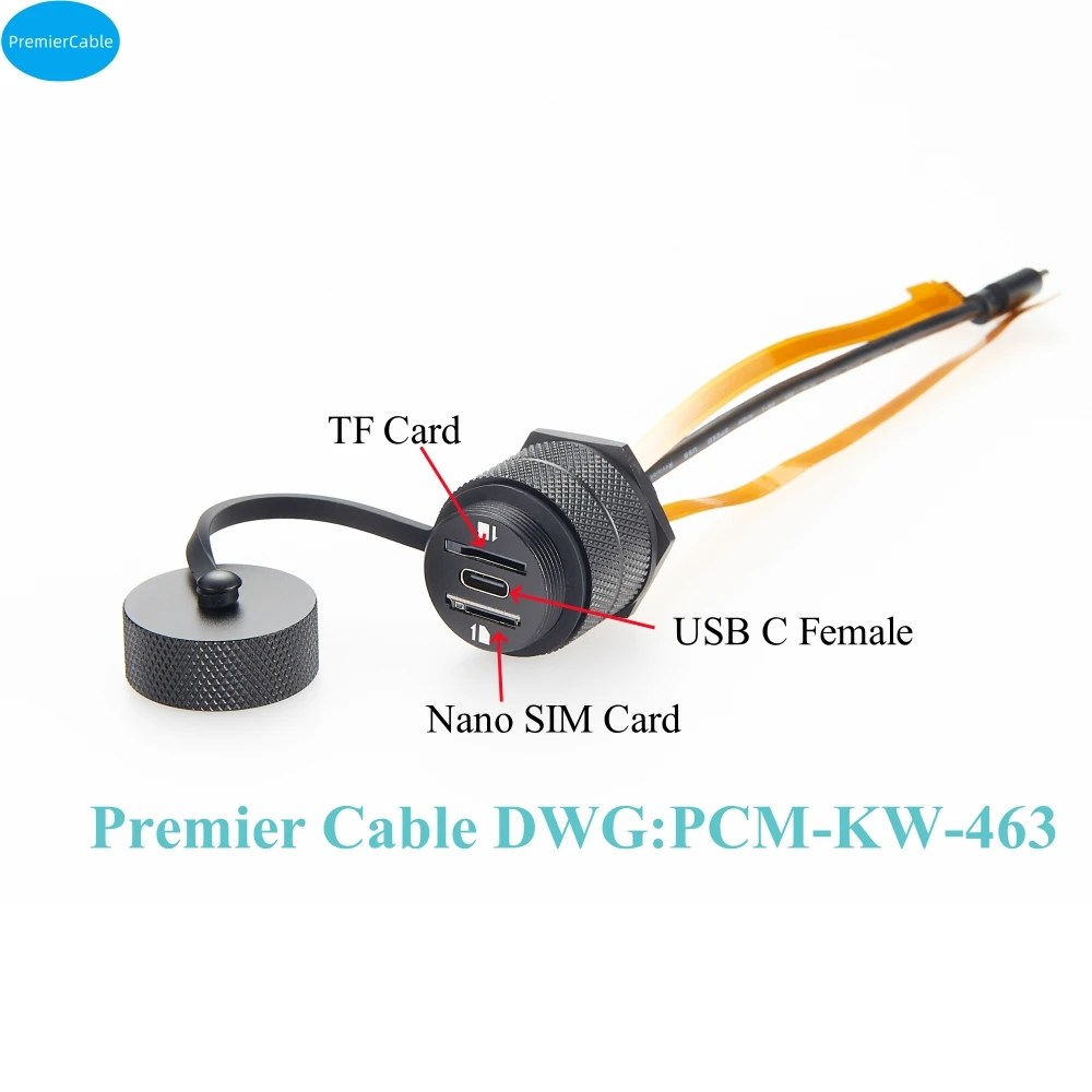 Imagem -04 - Impermeável Usb tipo c Conector para Gabinete Chassis Case Envelope Cabo ao ar Livre Nano Cartão Sim tf Cartão Ip67