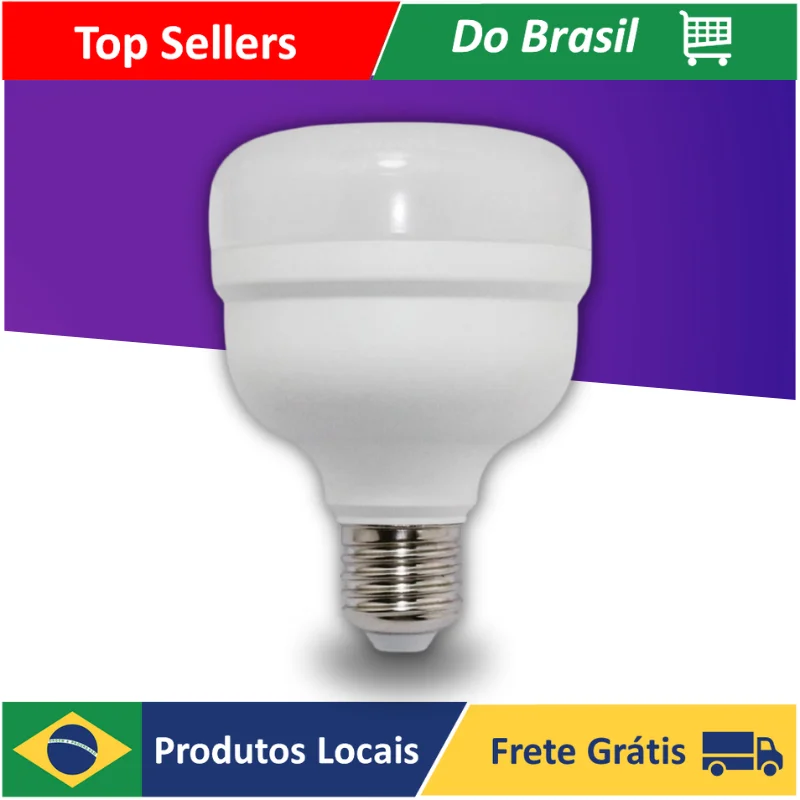 Super Bulbo Lâmpada Led 20w E27 Alta Potência Luz Branca 6500k Bivolt 110-220V