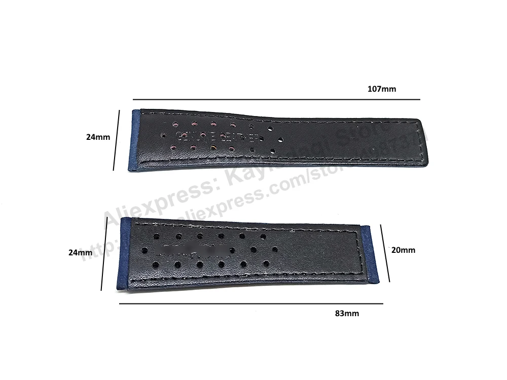 24mm Blue Suede / Nubuck Genuine Leather Replacement Watch Band Strap Fits with Tag Heuer Mclaren Mercedes