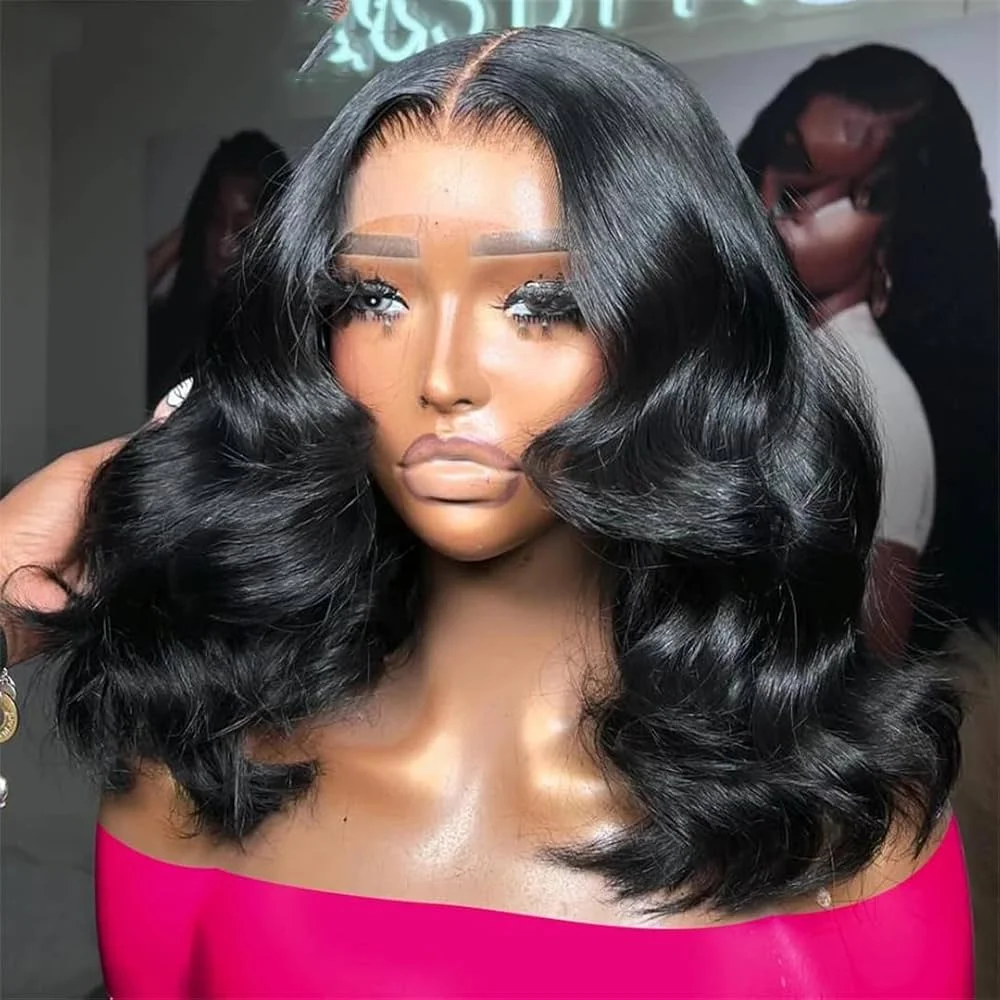 

Loose Body Wave Short Bob Wigs 100% Human Hair 13x4 HD Lace Front Wigs Pre Plucked 4x4 Closure Loose Curly Hair Wigs For Women