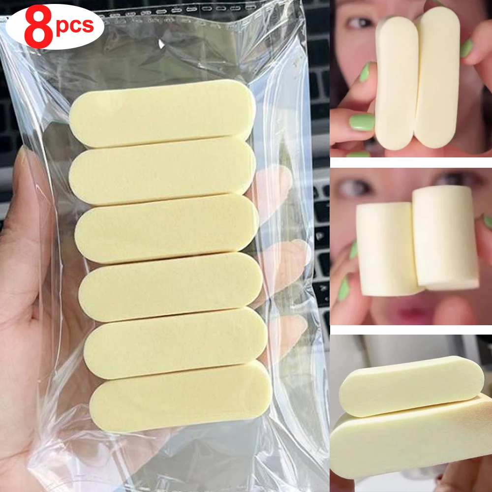 4-8pcs Soft Makeup Sponge Wet and Dry Cheese Rice Cake Strip Powder Puff Face Foundation Concealer Cream Powder Blend Puffs Tool