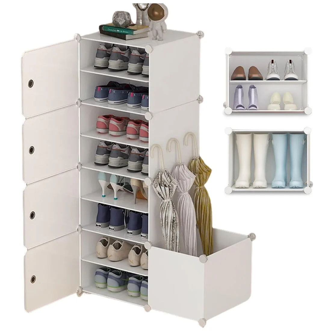 8-stöckiger Schuhschrank mit Schuhablage und Regenschirmhalterung