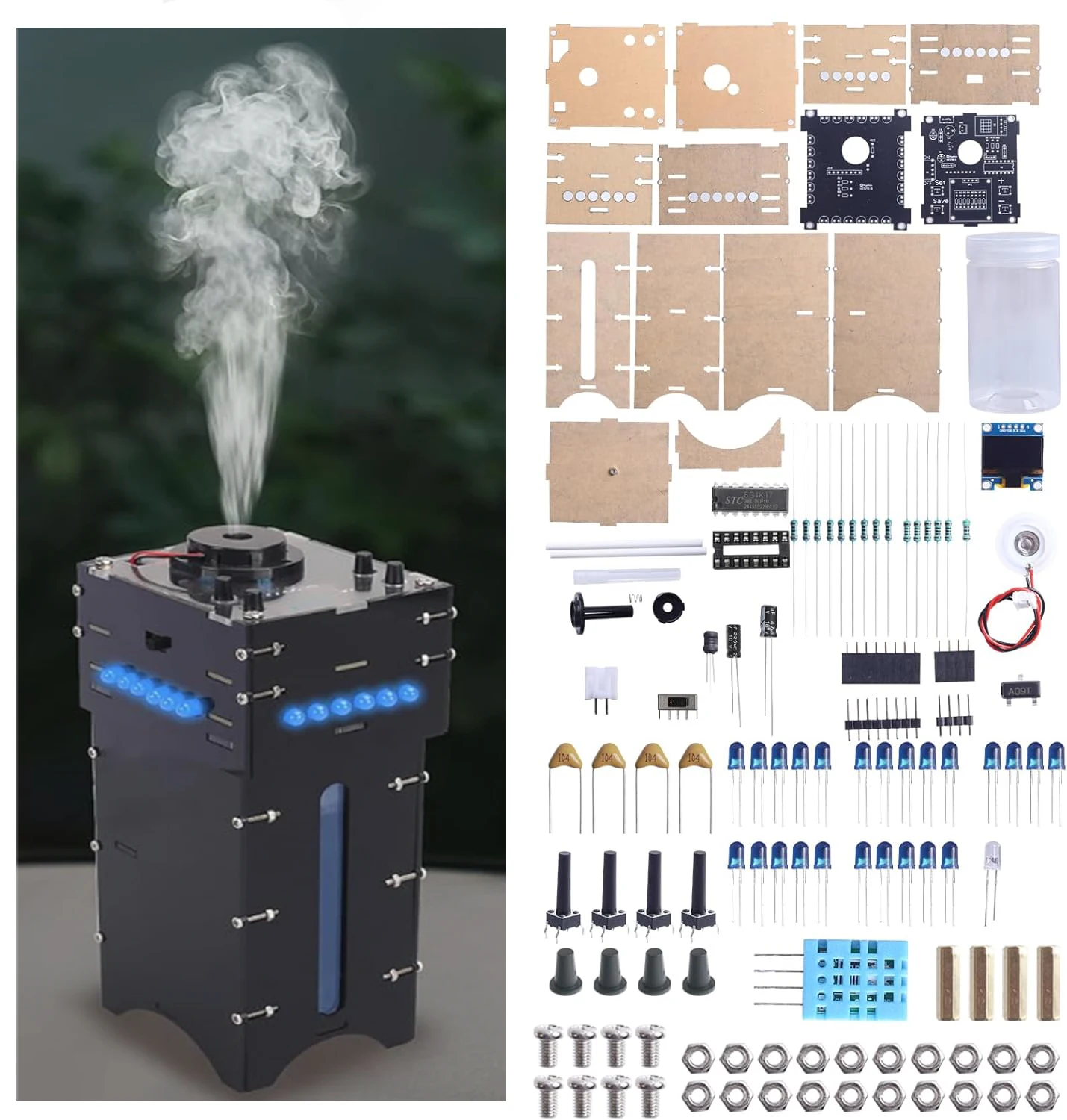 DIY Humidifier Soldering Practice Kit OLED Display Electronics Project with Time & Humidity Settings for STEM Education Home Use