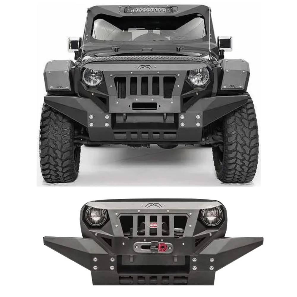 

Grumper Grill Full Width Front Bumper For Jeep Wrangler JK 2007-2017 Offroad Elements