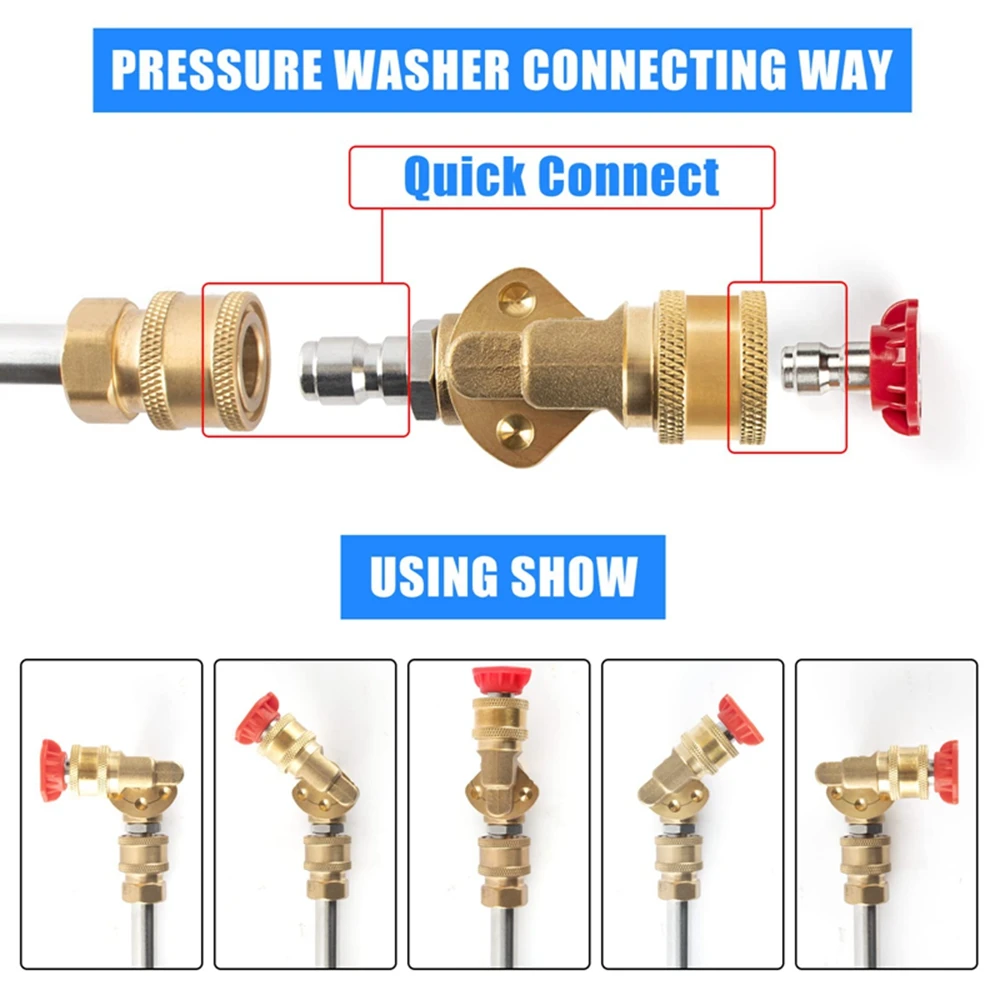 Imagem -04 - Kit Acoplador de Latão Pivotante Conexão Rápida para Lavadora de Pressão Spray Rinse Jet Stream Dicas 4500 Psi