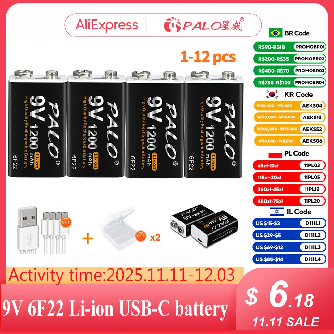 9V Rechargeable Lithium Battery