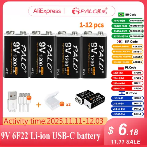 9V Rechargeable Lithium Battery PALO