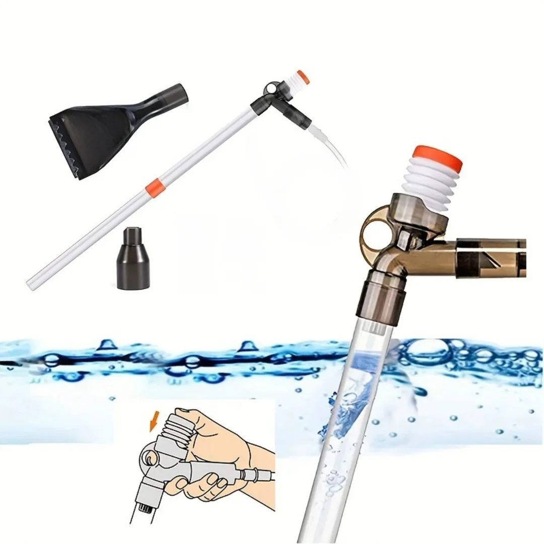AliExpress NONE 5 in1 Aquarium Gravel Cleaner Water Changer With Air pressure button adjustable water flow controller clamp Cleaning Gravel Sand