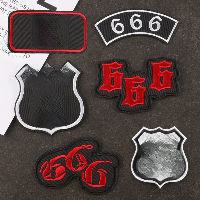 Patchs de chiffres 666 pour vêtements, autocollant en tissu, emblème de figurine, accessoires de vêtement, logo DIY, couture à repasser