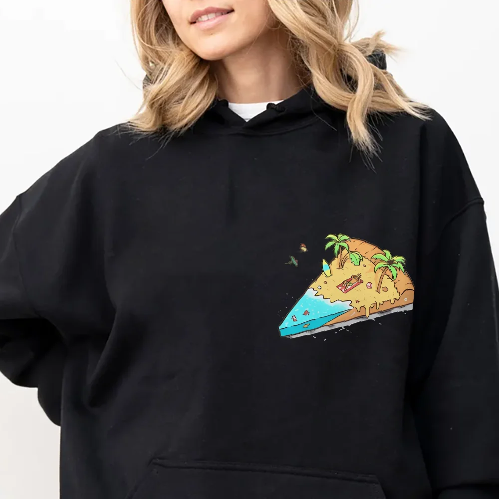 

Travel Dreamers Hoodie Beach Slice Pattern Casual Loose Long Sleeved Autumn Free Spirited Charming Fashionable Comfortable Top