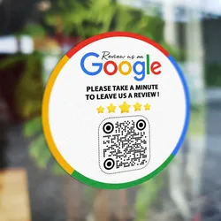 Google Reviews stickers with QR code to collect more Google Business reviews to stick on window counter furniture mirror station