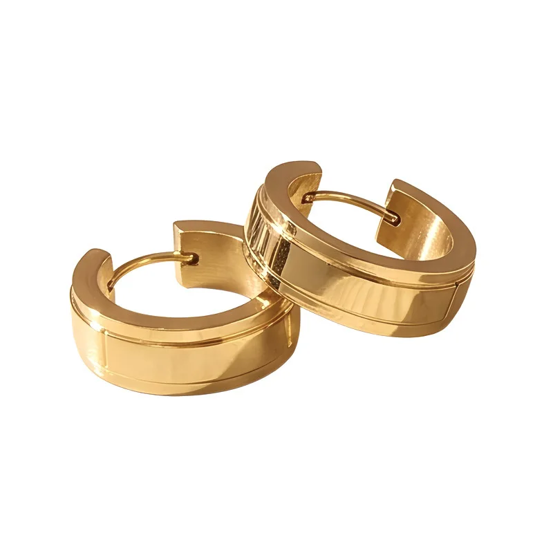 Pair of Unisex Stainless Steel Hip-Hop Earrings - Durable Simple Studs for Men & Women 6mm